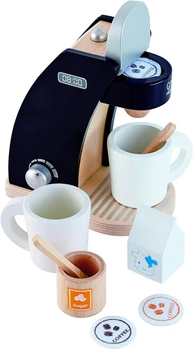Vista 2 de Hape Juego de cocina de madera negra con accesorios Juego de juguetes de simulación para niños a partir de 3 años