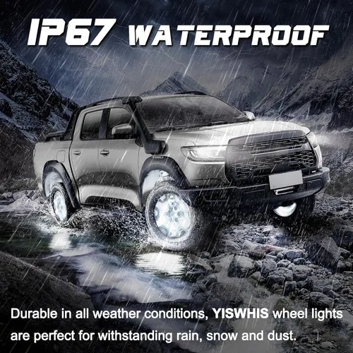 Vista 4 de Luces de Ríncon de 15.5 Pulgadas Blanco Frío, Luz de Rueda para Coches, Luces de Rueda Blancas Puras, 6500k Blanco Frío, Impermeable IP68, Control