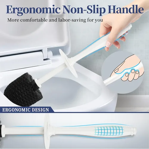 Vista 4 de Cepillo y soporte para inodoro – Paquete de 2 cepillos de baño para baño (diseño elegante)