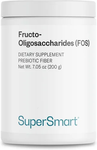 Supersmart Fructo Oligosacáridos en polvo (prebióticos FOS) - Oligofructosa inulina - Suplemento de fibra | Sin OMG y sin gluten - 7.05 oz
