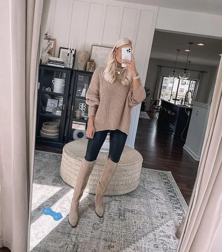 Vista 6 de Ermonn Botas de invierno elásticas con tacón grueso y cremallera lateral alta para mujer