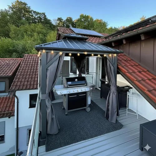 Vista 18 de PURPLE LEAF Glorieta de 6 x 8 pies con techo duro para parrilla de patio, refugio permanente de aluminio con toldo para barbacoa, con gancho