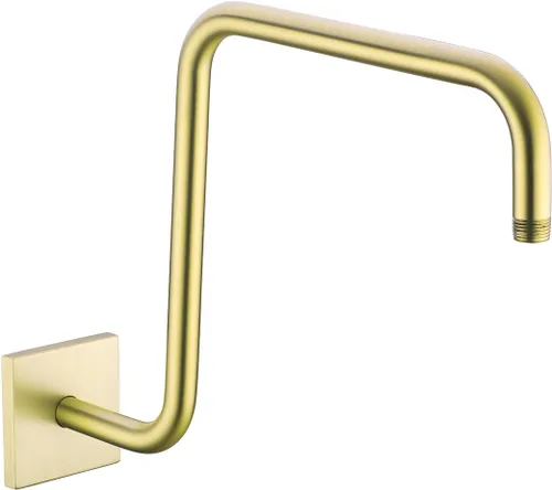 Vista 10 de Brazo de ducha de cuello de cisne de 13 pulgadas, extensión de cabezal de ducha dorado con brida única, conexión estándar de 1/2 pulgada