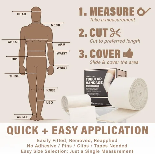 Vista 7 de EVERLIT Vendaje tubular elástico de mezcla de algodón 560D, sin látex, extra grueso transpirable para muñeca, mano, compresión moderada a alta