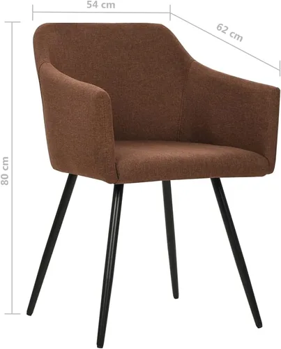 Vista 2 de Modern Dining Chairs Set of 4 Brown Fabric Upholstered Kitchen Chairs with Black Metal Frame for Dining Room and Kitchen Use