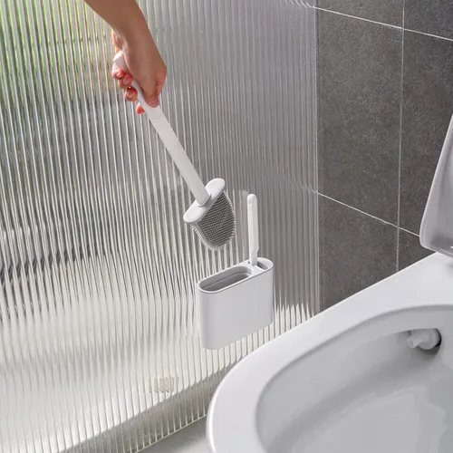 Vista 3 de UUJOLY Cepillos de inodoro para baño accesorios de limpieza profunda cepillos de limpieza para inodoro cepillo de inodoro de pared antideslizante