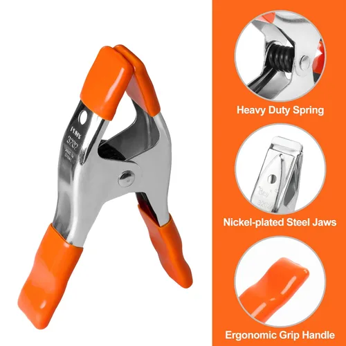 Vista 3 de PONY Juego de abrazaderas de resorte de metal resistente de 6 pulgadas, 4 pulgadas, 2 pulgadas, apertura de mandíbula de 1 pulgada, con asas