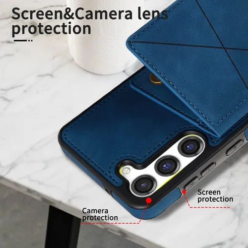 Vista 6 de Funda para Galaxy S23 Plus, diseño NKECXKJ para Samsung S23+ con protector de pantalla, piel sintética, soporte para tarjetas, ranuras magnéticas