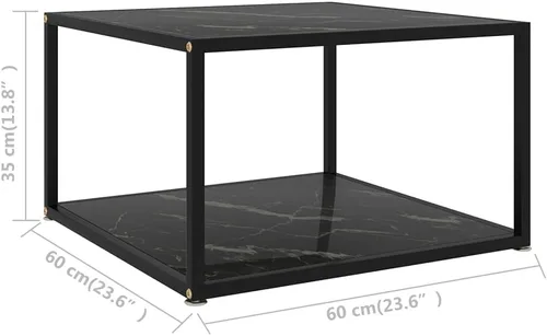 Vista 2 de Coffee Table Black 23.6x23.6 x13.8 Tempered Glass Living Room Center Table End Tables Tables Mesa De Centro para Sala for Park Dining Living Room