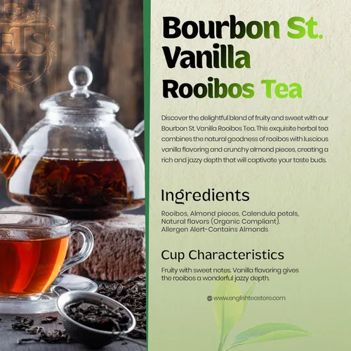 Vista 6 de English Tea Store Rooibos Té de hoja suelta sin cafeína en bolsas, Bourbon St Vanilla, 16 onzas
