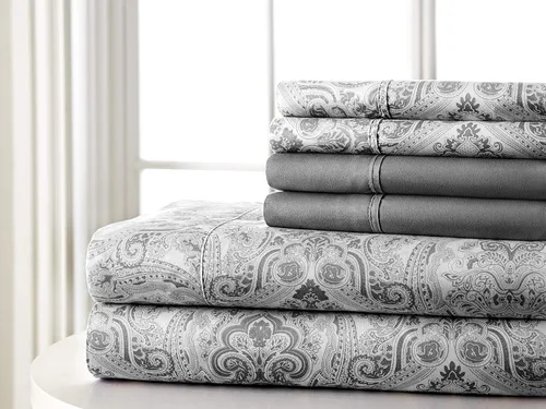 Vista 13 de Spirit Linen home SL EST. 1988 - Juego de sábanas tamaño Queen, ropa de cama de microfibra súper suave, diseño elegante e ideal para todas las Negro