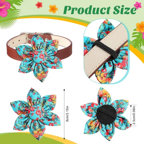 Vista 3 de Sanwuta 36 piezas de collar de perro de flores accesorios para mascotas, collar ajustable para perro, accesorio de otoño de flores para gatos