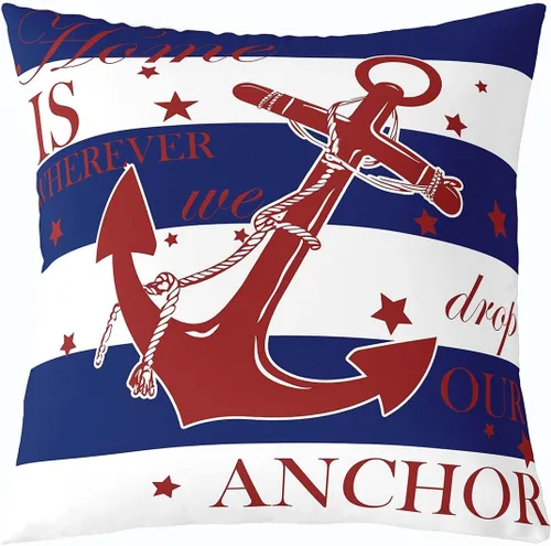 Vista 16 de Erosebridal Funda de almohada con ancla náutica de 20 x 20 pulgadas, funda de almohada azul y blanca para sofá cama, funda de cojín geométrica a