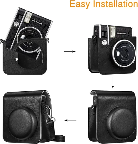 Vista 8 de Fintie Funda protectora para cámara instantánea Fujifilm Instax Mini 40 – Funda de piel vegana premium con correa ajustable extraíble
