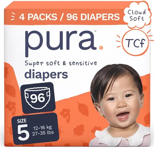 Vista 14 de Pura Pañales para bebé talla 5 (27-35 libras) 48 unidades de piel sensible