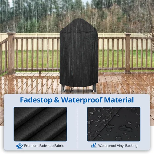 Vista 5 de SunPatio Cubierta redonda para ahumador de 30 pulgadas, resistente e impermeable, para parrilla Weber, Charbroil, Char-Griller Kamado y más