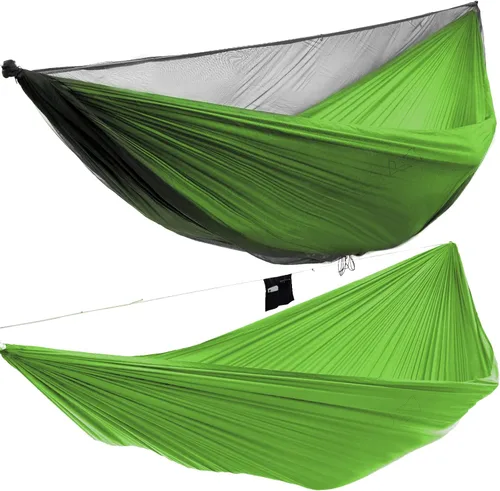 Vista 13 de OneWind Hamaca portátil para acampar de 11 pies con mosquitera, hamaca doble Ridgeline ajustable con correas de árbol de 2 x 12 pies, color marrón