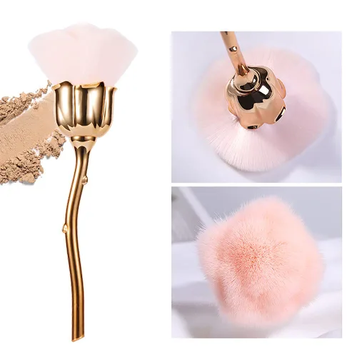 Removedor de polvo para arte de uñas, cepillo suave rosa rosa para arte de uñas acrílicas, cepillo limpiador de polvo para recortar uñas, limpieza,