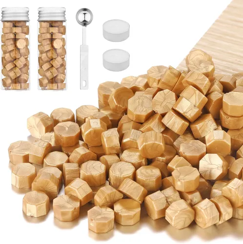 Vista 8 de Juego de 150 cuentas de cera de octágono Yoption, con 2 velas y cuchara de fusión para sello de cera