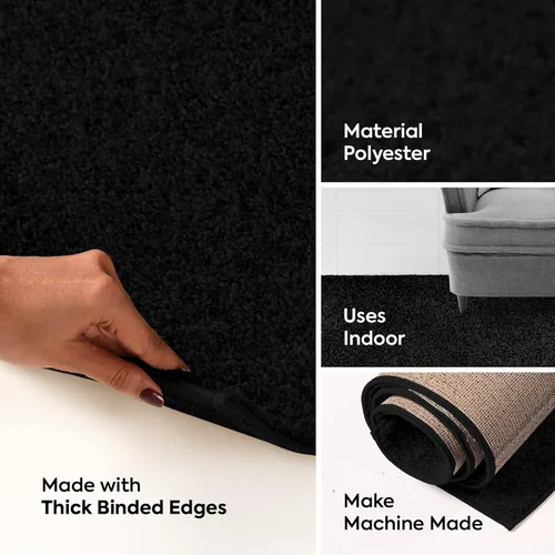Vista 8 de Furnish my Place Alfombra moderna de color sólido comercial para interiores y exteriores, color negro, 3 x 4 pies, rectangular, apta para mascotas