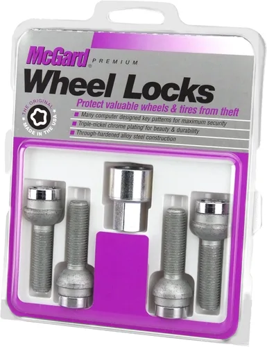 Llaves de seguridad para ruedas, cónicas, cromadas (M14 X 1,5 de tamaño de rosca) McGard 28018, juego de 4 unidades