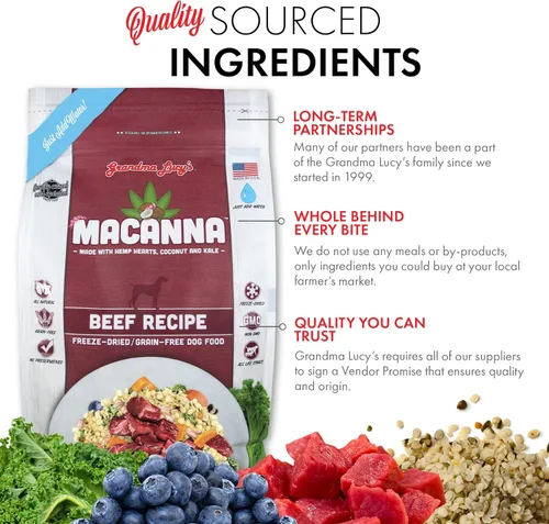Vista 6 de Grandma Lucy's Alimento para perros Macanna, sin granos y liofilizado, receta de carne de res, bolsa de 3 libras