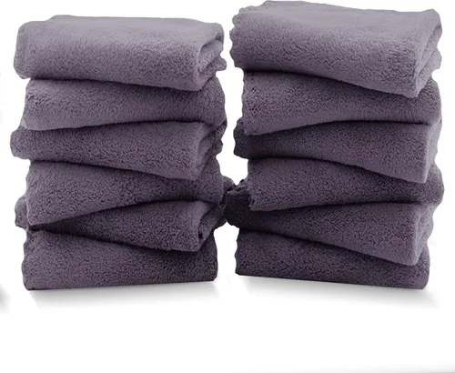 Vista 36 de TENSTARS Juego de 12 paños de alta calidad, secado rápido, terciopelo coral de microfibra suave, altamente absorbente, uso multiusos como baño, spa