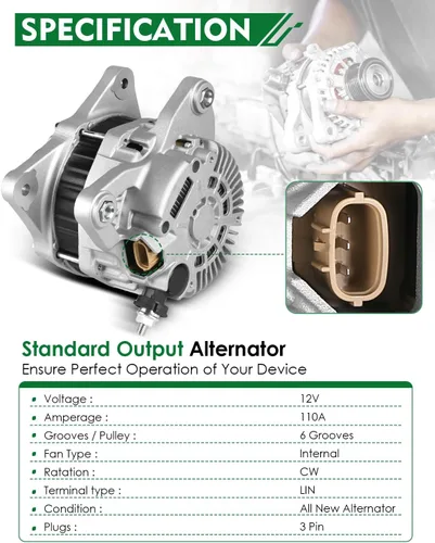 Vista 107 de Alternador de 4.0L para: Ford Explorer 2002 2003 2004, Explorer Sport Trac 2001-2004 para: Mercury Mountaineer 2001-2004, polea de 6 ranuras de 12V