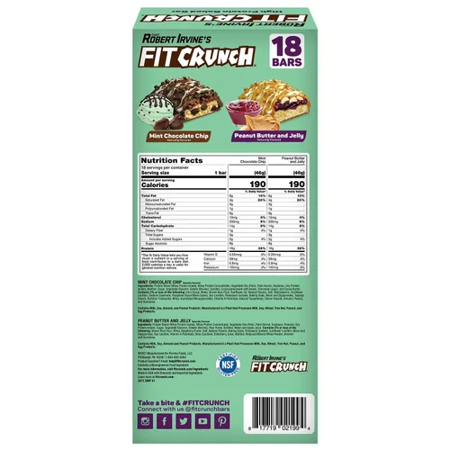Vista 2 de FITCRUNCH Barras de proteínas, paquete variado de tamaño de aperitivo, sin gluten