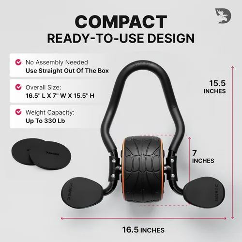 Vista 8 de DMoose Fitness - Rodillo para abdominales con soporte para codos y 2 almohadillas para rodillas - Entrenador de ejercicios abdominales