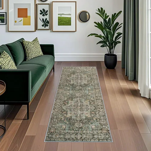 Vista 117 de Alfombra de pasillo lavable de 2 x 3: alfombras antideslizantes con parte trasera de goma, alfombra de cocina suave, alfombra pasillo estilo granja