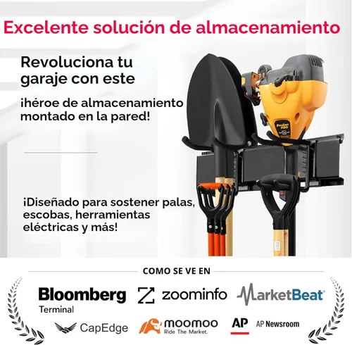 Vista 2 de TIDYME Organizador de pared de garaje Estante de almacenamiento de herramientas resistente de 48 pulgadas Ganchos ajustables de doble capa