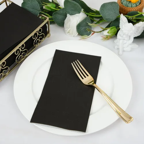 Vista 3 de bUCLA 100 Unidades de Servilletas de Papel Negras de 3 Capas - Servilletas de Papel Negras Desechables de Calidad Premium, Absorbentes para Cocina