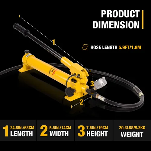 Vista 4 de Bomba manual hidráulica 900cc 10000Psi con medidor de presión para bomba de elevación hidráulica, CP-700B