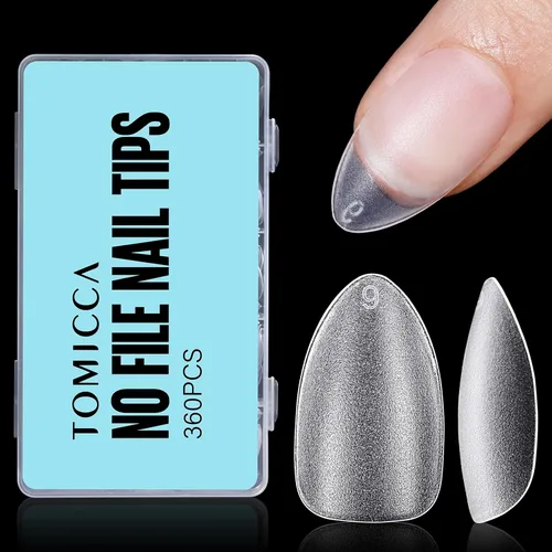 Vista 8 de TOMICCA Puntas de uñas extra cortas en forma de ataúd, 240 piezas de uñas postizas acrílicas de cobertura completa para manicura con extensión, 15