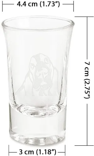 Vista 2 de WIRESTER Vaso de chupito de 1.5 onzas con base pesada, vaso de chupito transparente para whisky, vodka - Basset Hound Dog