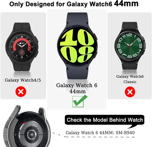 Vista 2 de Pack de 12 fundas protectoras de pantalla YUVIKE compatibles con Samsung Galaxy Watch 6 de 44 mm, funda de TPU suave con protección completa contra