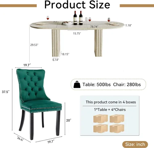 Vista 46 de Pvillez Extendable Dining Table Set of 8, Black Oval Dining Room Table & 8 Black Velvet Dining Chairs with Wood Leg, 62.99"-78.74" Kitchen Table and