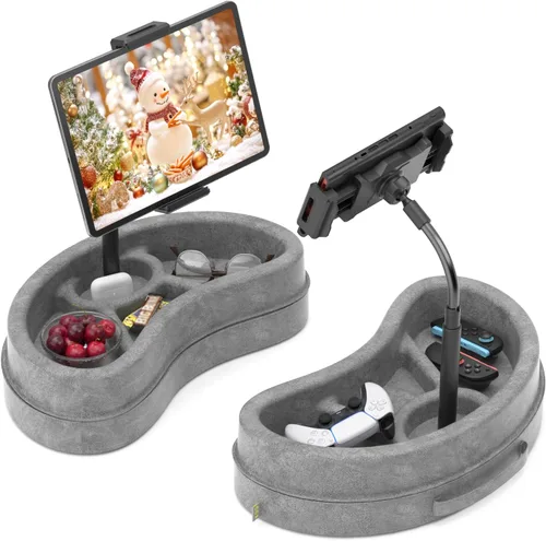KDD Soporte de almohada para tableta con bandeja de almacenamiento, soporte ajustable para iPad para regazo, cama y escritorio, soporte giratorio de