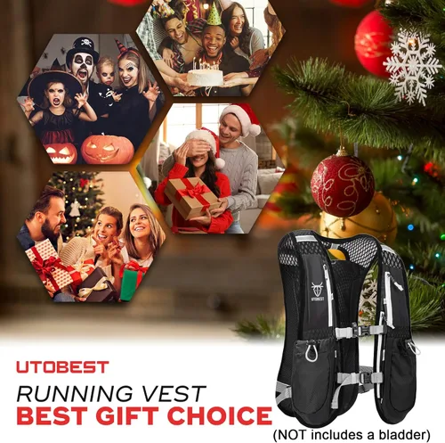 Vista 5 de UTOBEST Chaleco para correr, chaleco de hidratación de 5 litros, ligero, transpirable y resistente al sudor, chaleco de hidratación ajustable