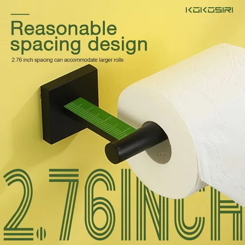 Vista 4 de KOKOSIRI Soporte de papel higiénico para baño, soporte para rollo de papel higiénico, soporte Mega Rollos, acero inoxidable negro mate B2005BK