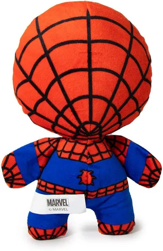 Vista 3 de Llavero de hebilla para perro, Marvel, juguete de peluche con chirriador de Spider Man en pose Kawaii de pie, multicolor, 20,32 cm x 15,24 cm