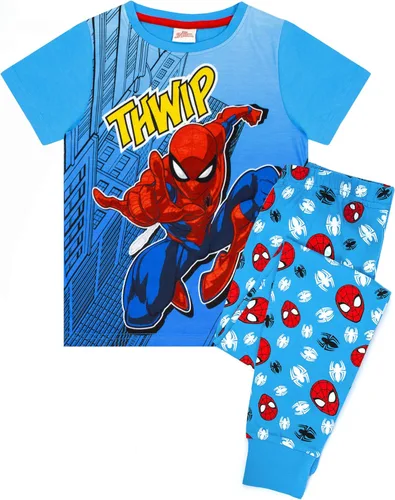 Vista 2 de Marvel Spider-Man Pyjamas Comic Kids Boys Blue Long PJ Nightwear