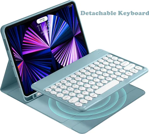 Vista 3 de Funda de teclado con teclas redondas y bonitas para iPad de 10.2" 9ª generación/8ª generación/7ª generación, para iPad Pro 10.5 / Air 3ª