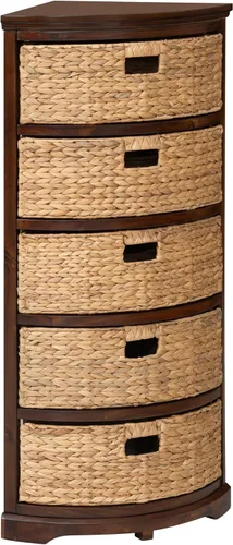 Vista 73 de Hampton Meadows - Armario de almacenamiento de mesa esquinera de 3 niveles en X con 3 cestas de mimbre, nogal