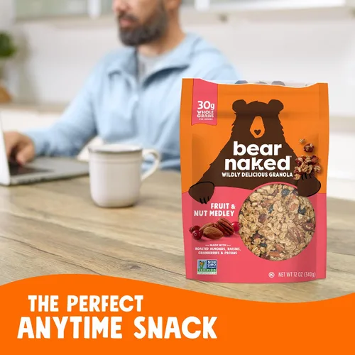 Vista 4 de Bear Naked Cereales de granola, vegetarianos, aperitivos de desayuno, frutas y nueces (6 bolsas)