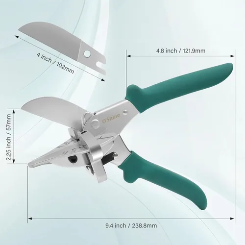 Vista 5 de O'Shine Tijeras de inglete de mango largo de 22.5 grados, reducción de fuerza del 30% para corte angular, moldeado de PVC, artesanía de madera
