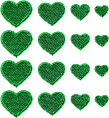Vista 14 de 24 parches para planchar con corazón negro, parches bordados con corazón para ropa, chaquetas, sombreros, mochilas, jeans