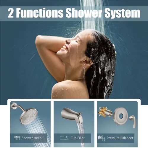 Vista 3 de Aolemi Juego de grifo de ducha para bañera con válvula de montaje en pared, kit de molduras de ducha de 6 pulgadas, accesorios de bañera de 6