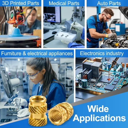 Vista 5 de Juego de 400 piezas de insertos roscados de latón de alta calidad, M2 M2.5 M3 M4 M5 M6, tuercas métricas moleteadas hembra, insertos de juego